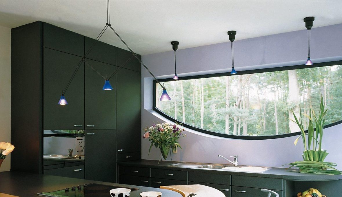 Shaped window in a kitchen