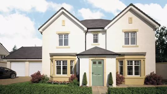 Georgian detached home featuring bay windows by Keswick Superglaze