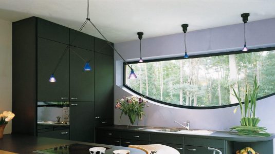 Shaped window in a kitchen