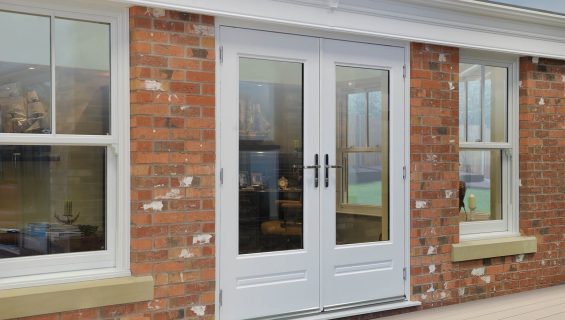 Classic Rockdoor French Doors with Clear Glass in White